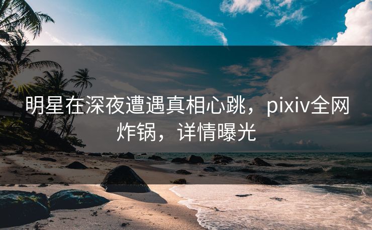 明星在深夜遭遇真相心跳，pixiv全网炸锅，详情曝光