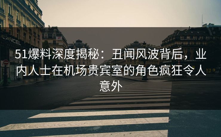 51爆料深度揭秘：丑闻风波背后，业内人士在机场贵宾室的角色疯狂令人意外