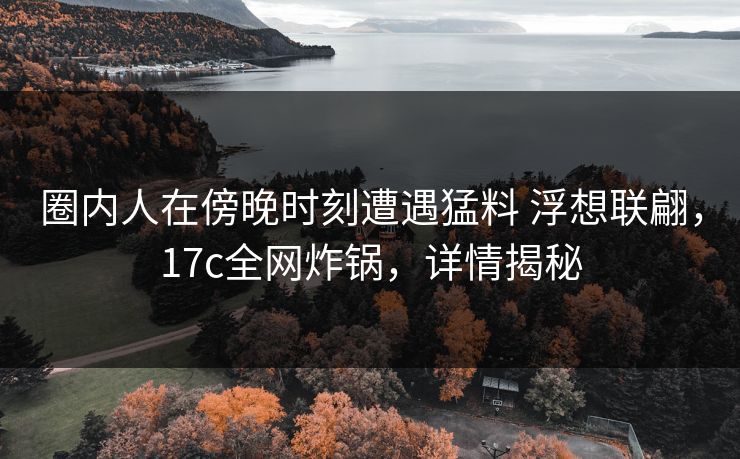 圈内人在傍晚时刻遭遇猛料 浮想联翩，17c全网炸锅，详情揭秘