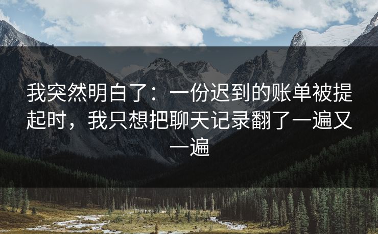 我突然明白了：一份迟到的账单被提起时，我只想把聊天记录翻了一遍又一遍