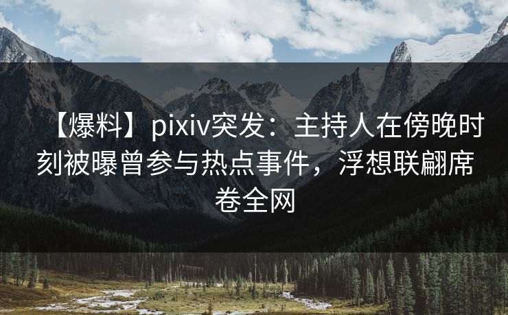 【爆料】pixiv突发：主持人在傍晚时刻被曝曾参与热点事件，浮想联翩席卷全网