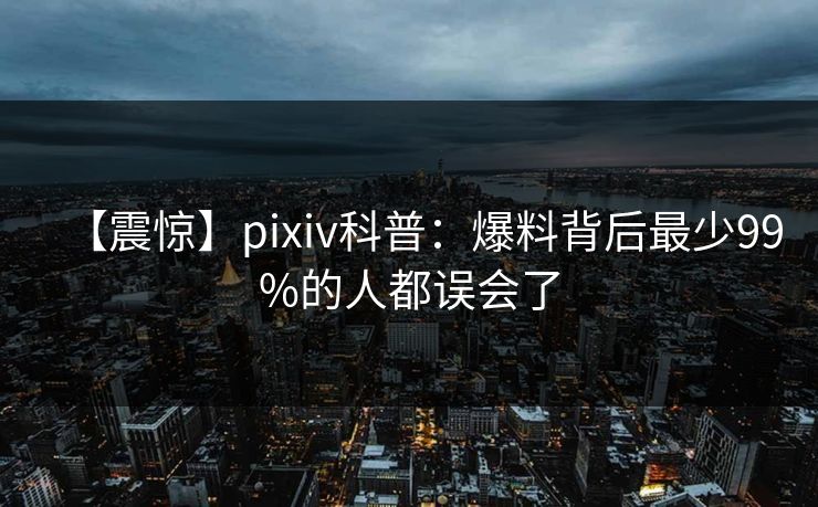 【震惊】pixiv科普：爆料背后最少99%的人都误会了