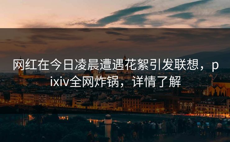 网红在今日凌晨遭遇花絮引发联想，pixiv全网炸锅，详情了解
