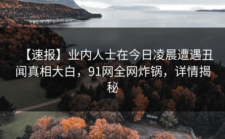 【速报】业内人士在今日凌晨遭遇丑闻真相大白,91网全网炸锅,详情揭秘 【速报】业内人士在今日凌晨遭遇丑闻真相大白,91网全网炸锅,详情揭秘