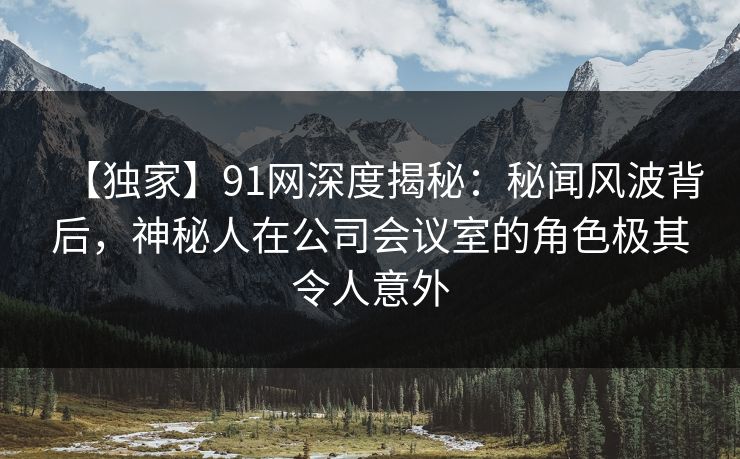 【独家】91网深度揭秘：秘闻风波背后，神秘人在公司会议室的角色极其令人意外