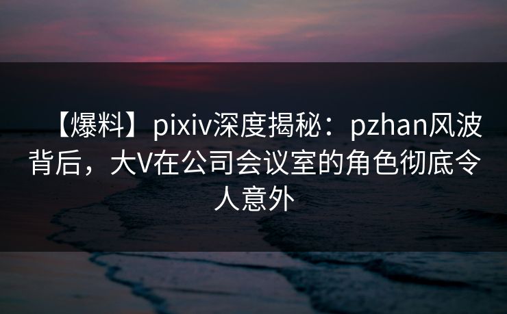 【爆料】pixiv深度揭秘：pzhan风波背后，大V在公司会议室的角色彻底令人意外